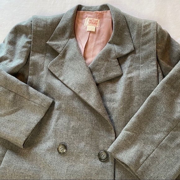 Vintage Mister Leonard Pure Virgin Wool Jacket Coat Dark Academia Gray Size 10 - Picture 6 of 14